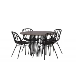 Rundt Spisebordssæt Stone med Dyron stole - Sort og Mocca