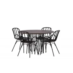 Rundt Spisebordssæt Stone med Dyron stole - Sort og Mocca