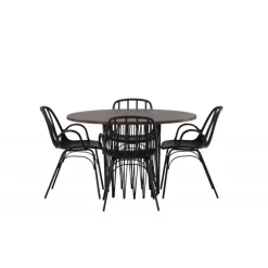 Rundt Spisebordssæt Stone med Dyron stole - Sort og Mocca