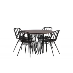 Rundt Spisebordssæt Stone med Dyron stole - Sort og Mocca