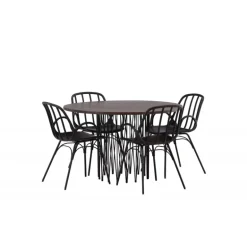 Rundt Spisebordssæt Stone med Dyron stole - Sort og Mocca