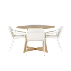 Rundt Spisebordssæt Yadikon med stole Tvist - Beige og Brun