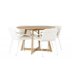 Rundt Spisebordssæt Yadikon med stole Tvist - Beige og Brun