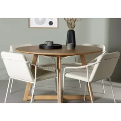 Rundt Spisebordssæt Yadikon med stole Tvist - Beige og Brun