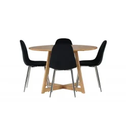 Rundt Spisebordssæt Yadikon med stole Polar - Sort og Brun