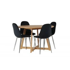 Rundt Spisebordssæt Yadikon med stole Polar - Sort og Brun