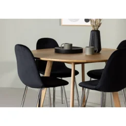 Rundt Spisebordssæt Yadikon med stole Polar - Sort og Brun