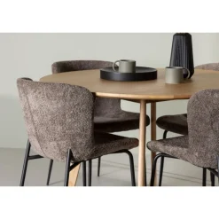 Rundt Spisebordssæt Yadikon med stole Modesto - Brun og Mørkegrå