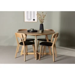 Rundt Spisebordssæt Yadikon med stole Sanjos - Brun og - Natur