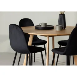 Rundt Spisebordssæt Yadikon med stole Polar - Sort og Brun