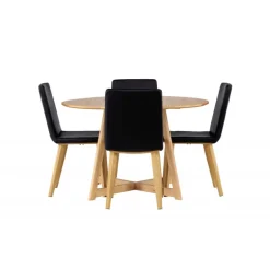Rundt Spisebordssæt Yadikon med stole Today - Sort og Brun