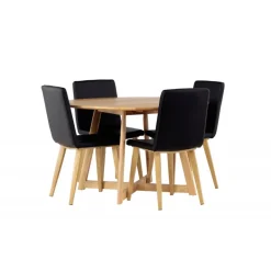 Rundt Spisebordssæt Yadikon med stole Today - Sort og Brun