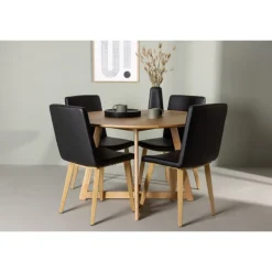 Rundt Spisebordssæt Yadikon med stole Today - Sort og Brun