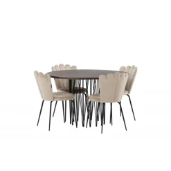 Rundt Spisebordsæt i Sten - Beige og Mocca