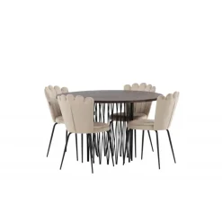 Rundt Spisebordsæt i Sten - Beige og Mocca