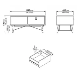 Ry Sofabord med 1 skuffe - Valnødlook/Mat Sort
