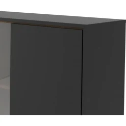 Ry Vitrineskab - Mat Sort/Valnødlook