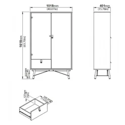 Ry Vitrineskab - Mat Sort/Valnødlook