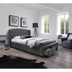 SABRINA velourseng 160x200cm - Grå