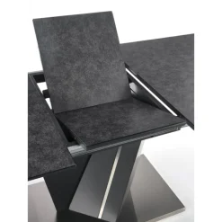 SALVADOR Spisebord med udtræk, - top - MørkeGrå, ben - MørkeGrå