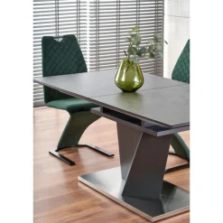 SALVADOR Spisebord med udtræk, - top - MørkeGrå, ben - MørkeGrå