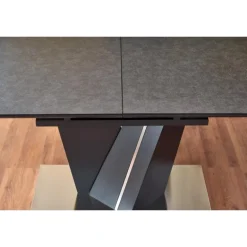 SALVADOR Spisebord med udtræk, - top - MørkeGrå, ben - MørkeGrå