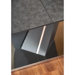 SALVADOR Spisebord med udtræk, - top - MørkeGrå, ben - MørkeGrå