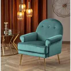 SANTI lænestol Mørkegrøn/guld