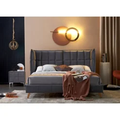 SCANDINO 160x200 seng - Grå Velour