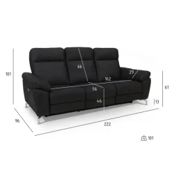Selesta 3 Personers sofa Sort Stof