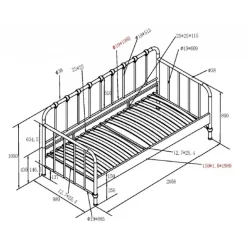 Seng 90 x 200 cm – Bronxx – sort metalseng i industriel stil