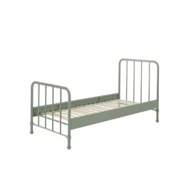 Seng 90 x 200 cm Bronxx – olivengrøn metal, industrielt design