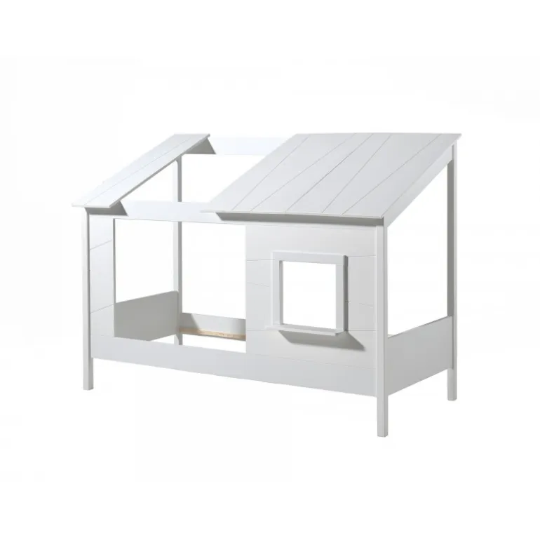 Seng med hustag 90 x 200 cm – hvid