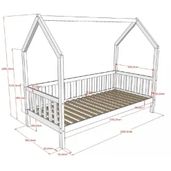 Seng med hustag Cabane 90×200 cm – Hvid (inkl. skuffe)