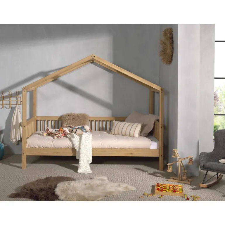 Seng med hustag Forrest Oak 90 x 200 cm – eg