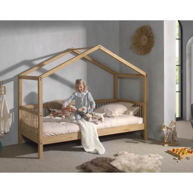 Seng med hustag Forrest Oak 90 x 200 cm – eg