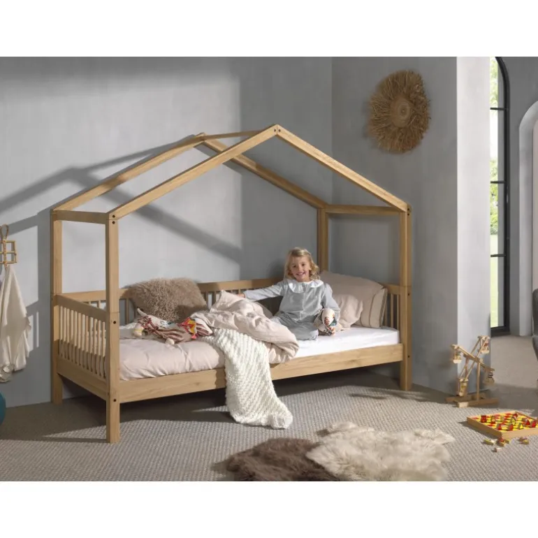 Seng med hustag Forrest Oak 90 x 200 cm – eg