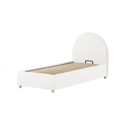 Seng med opbevaring 90 × 200 cm – Moon, hvid bouclé