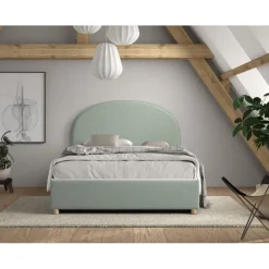 Seng med opbevaring 140 x 200 – Moon bouclé, grøn