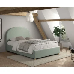 Seng med opbevaring 140 x 200 – Moon bouclé, grøn