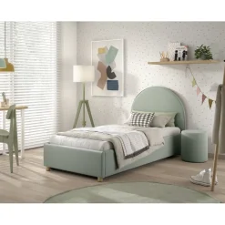 Seng med opbevaring 90 x 200 – Moon, grøn bouclé
