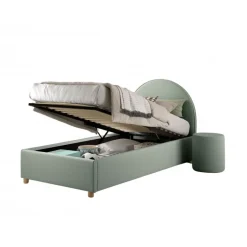 Seng med opbevaring 90 x 200 – Moon, grøn bouclé