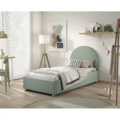 Seng med opbevaring 90 x 200 – Moon, grøn bouclé