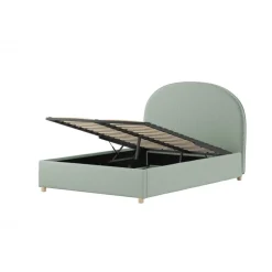 Seng med opbevaring 140 x 200 – Moon, grøn bouclé