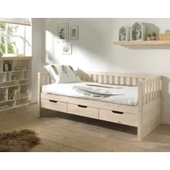 Seng med opbevaring 90 x 200 cm – Fritz, natur fyr