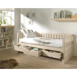 Seng med opbevaring 90 x 200 cm – Fritz, natur fyr
