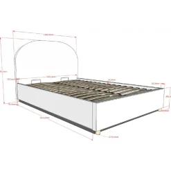 Seng med opbevaring Moon 140 x 200 cm – lyserød bouclé