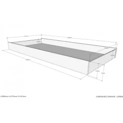 Seng med opbevaringsskuffe London under­seng 90 x 190 cm – antracit