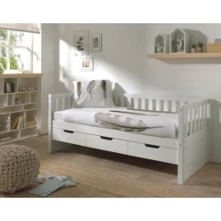 Seng med skuffer 90 x 200 cm – Fritz, hvid