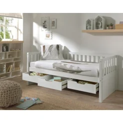 Seng med skuffer 90 x 200 cm – Fritz, hvid